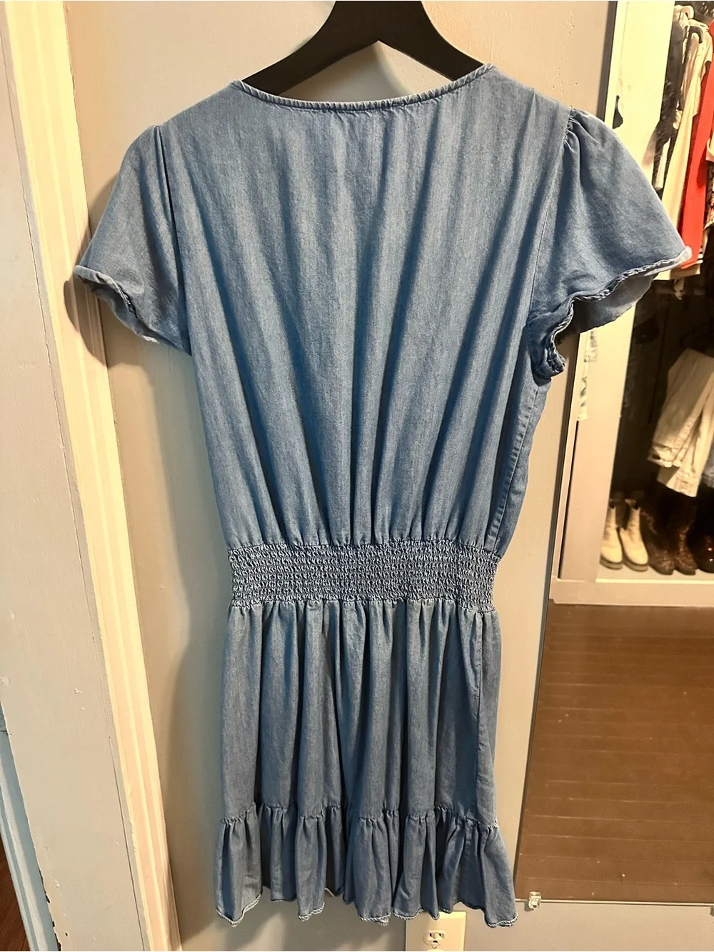 Michael Kors Light Blue Denim-Style Wrap Mini Dress XS